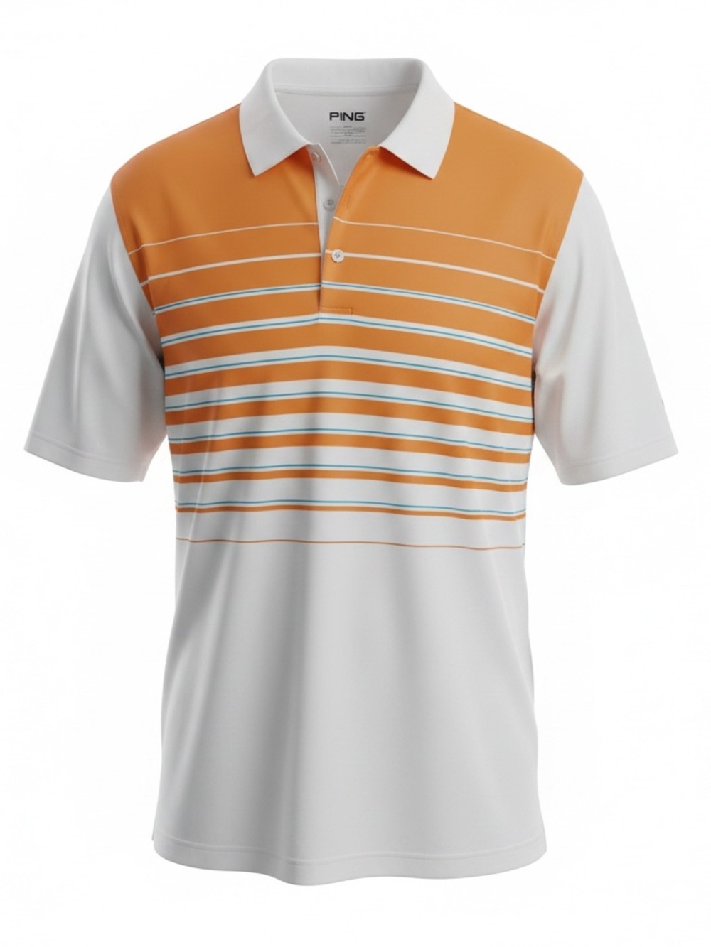 PING Men's Orange and White Striped Performance Polo